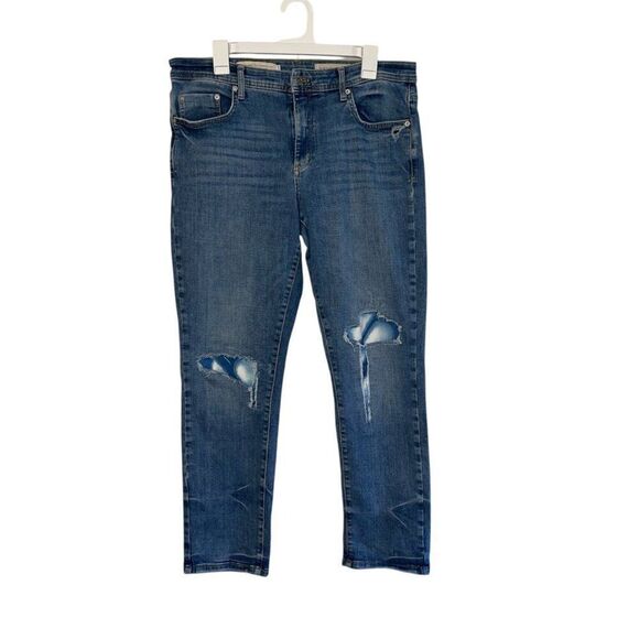 Pilcro and the Letterpress Slim Boyfriend Denim Jeans Distressed w/ Patching 32 - Picture 1 of 12